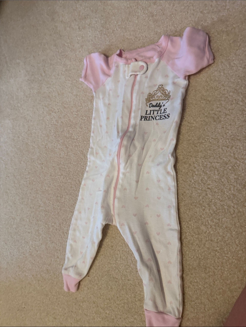 The Children's Place Pink & White "Daddy's Little Princess" Footed Pajamas